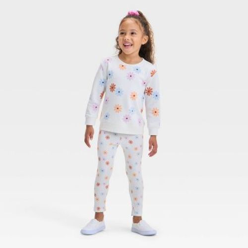 Toddler Girls' Floral Top and Bottom Set - Cat & Jack™ 18M: Botanical Pattern, Adjustable Waistband, French Terry