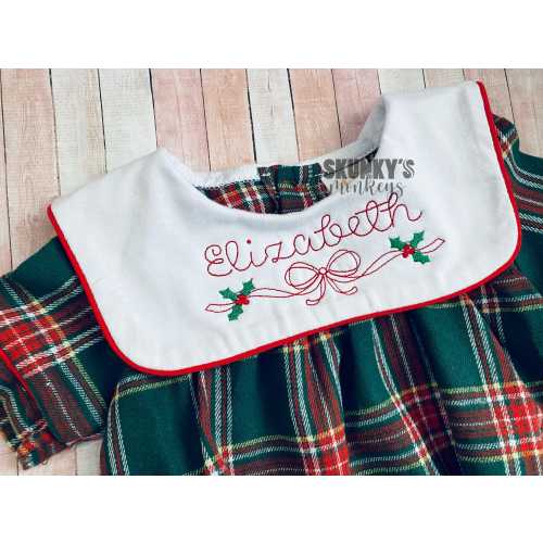 Baby Girl Monogrammed Bishop Bubble, Short Sleeve Green Bubble, Tartan Plaid Romper, Santa Gingerbread Outfit, Nutcracker Christmas Bubble