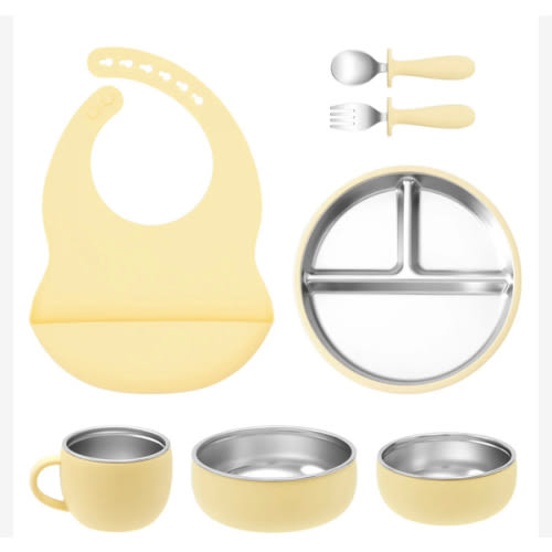 7-Piece Baby Feeding Set | Stainless Steel & Silicone BPA-Free