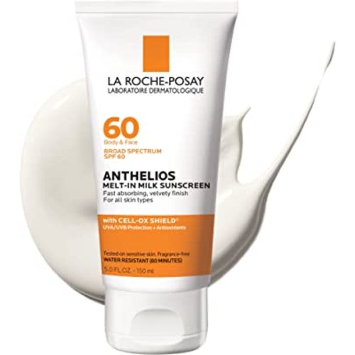 La Roche-Posay Anthelios Melt-In Milk Sunscreen SPF 60, Sunscreen For Body & Face, Broad Spectrum SPF + Antioxidants, Oil Free, Lightweight & Fast Absorbing, Oxybenzone Free