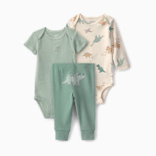 Carter's 3-Piece Bodysuit & Pant Gift Set - Green/Ivory Dino, 3M
