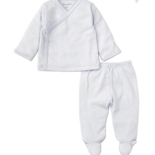 Blue Kissy Pointelle Cross Tee and Pant Set - Size: 6-9m