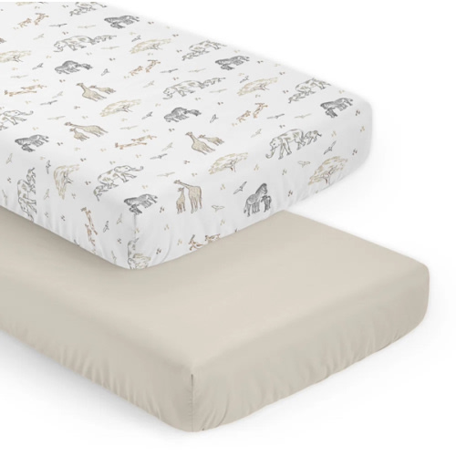 Sweet Jojo Designs Beige/White Animals Cotton Blend 2 - Piece Standard Crib Sheet Set | Wayfair
