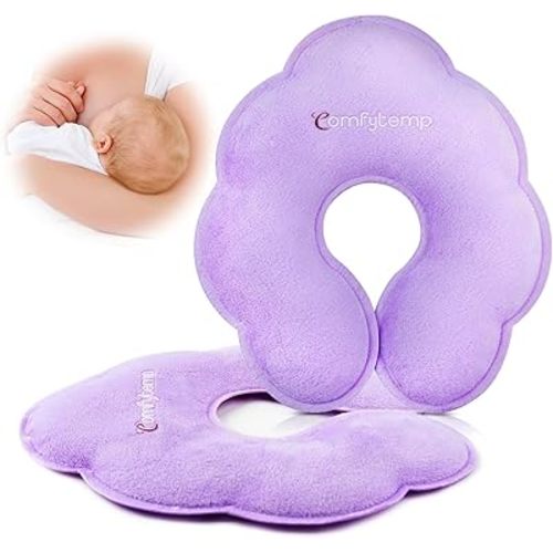 Comfytemp Breastfeeding Therapy Packs, 2-Pack Larger Dual-Sided Hot & Cold Breast Gel Ice Pads, Reusable Postpartum Essentials for Pain Relief, Mastitis, Engorgement, New Mom Gifts