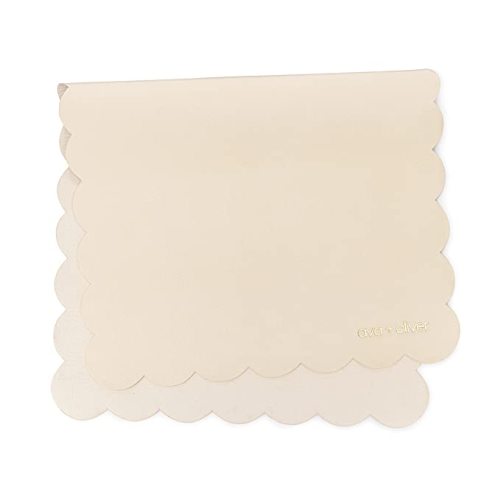 Vegan Leather Baby Changing Mat - Multipurpose Portable Wipeable Diaper Pad - Foldable for Travel (16 x 30 in) (Cream Scallop)