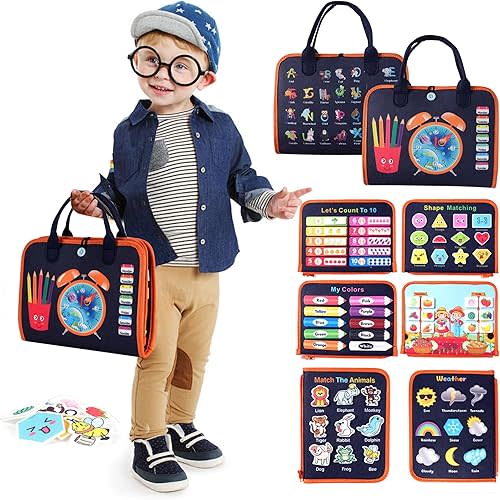 Toddler Busy Board Montessori Toys: for Toddlers 1-3 Year Old Educational Activity Book Sensory Board Travel Toy Ages 2-4 3-5 Learning Fine Motor Skills Preschool Quiet Book Gift for Boys Girls Kids