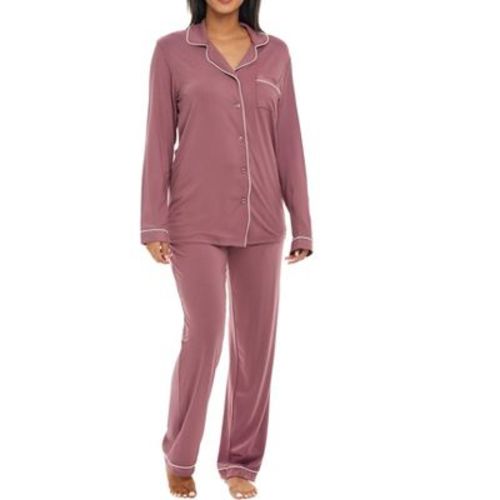 ADR Lightweight 100% Cotton Women's Pajama Set, Soft Knit Long Sleeve Button Down Top and Pants