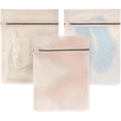 Muchfun 3Pcs Soft Cotton Mesh Laundry Bags for Delicates 12 x 16 Inches (3 Medium)