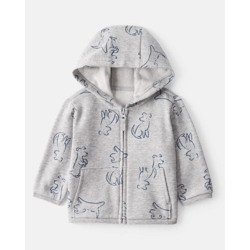 Baby Boy Dog Print Long-Sleeve Hoodie - Grey - Carter's | Carter's