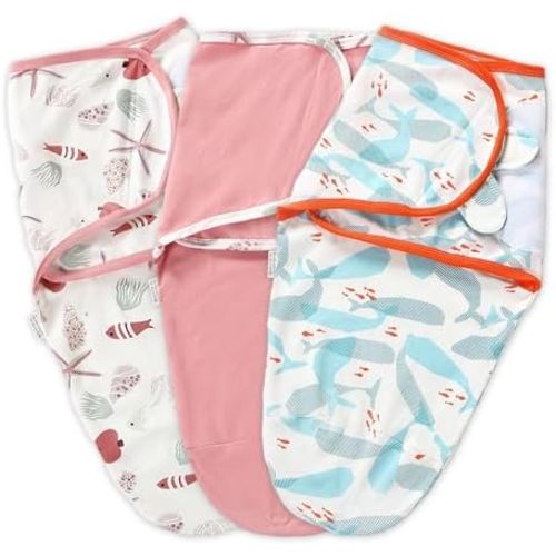 Baby Swaddle Warp Adjustable 3 Pack100% Cotton Newborn Swaddle Blanket for Boy Girl
