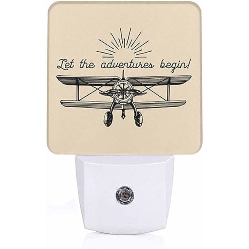 LED Night Light,Vintage Retro Airplane LED Night Light Plug into Wall with Dusk to Dawn Light Sensor White Energy Efficient Nightlight for Bedroom Bathroom Hallway Living Room Kitchen