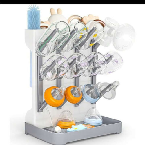 Milk Bottle Drying Rack, Nursery Bottle Dryer Stand, Baby Bottle Holder Storage Box