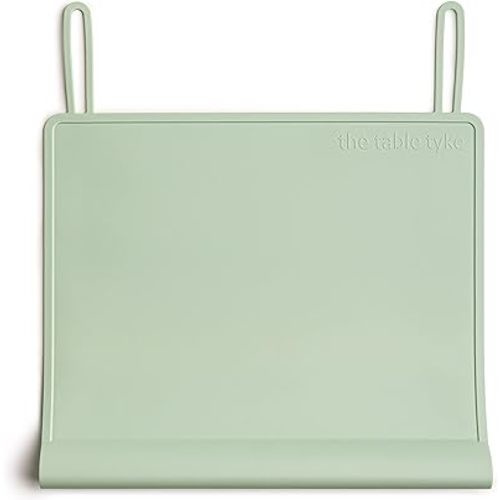 100% Silicone Placemat with Teething Edge Bumper/Spill Stopper | Dishwasher Safe, Travel Ready Non-Slip Suction Activity Mat for Infants, Babies, Toddlers, Children, Kids (Sage Green)