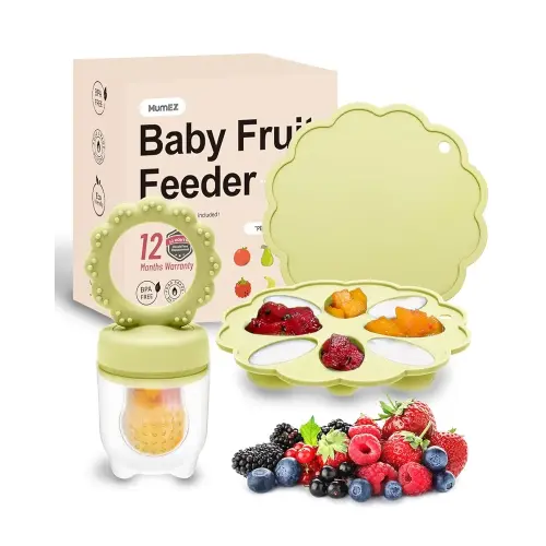 Baby Fruit Food Feeder & Mini Popsicle Ice Tray Set (Lemon Set)