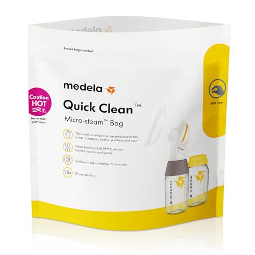 Medela Quick Clean Micro-Steam Bags for Bottles and Breast Pump Parts, 5 Count,