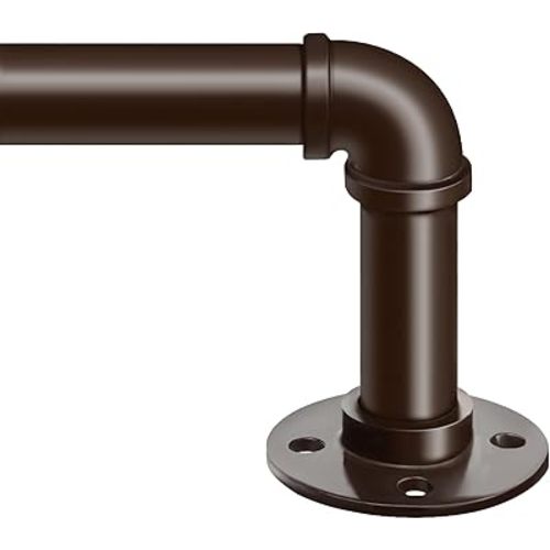 Zeerobee Curtain Rods for Windows 32 to 72, 1 Inch Industrial Wrap Around Curtain Rod, Indoor/Outdoor Room Divider Adjustable Drapery Pole, 32"-72", Antique Bronze