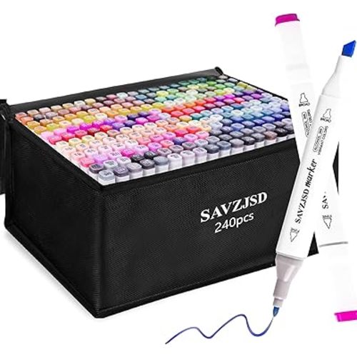 240 Colors Premium Alcohol Markers, [2024 Upgraded] Dual Tips Markers for Kids and Adults, Art Markers Set in Coloring, Painting(Fine & Broad)