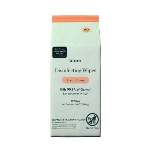 Biom Plastic Free Plant Based Disinfecting Wipes - Fresh Citrus - 60ct: Ammonia-Free, Aluminum-Free, Paraben-Free
