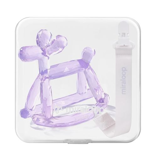 Crystal Jelly Baby Teether – Teething Toys 3-6 Months Food Grade Silicone Teether with Storage Box and Pacifier Clip, Safe for Babies (Amethyt Clip+Box)