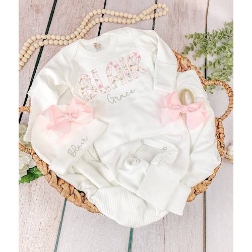 Going home outfit baby outfit girl Personalized Baby Girl Outfit Set Soft Pink Coming Home Outfit Baby Girl Shower Gift Newborn Outfit