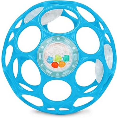 Bright Starts Oball Easy-Grasp Rattle BPA-Free Infant Toy in Blue, Age Newborn and up, 4 Inches