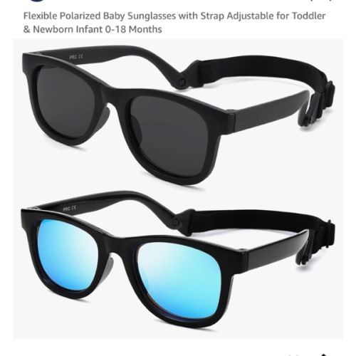 Flexible Polarized Baby Sunglasses with Strap Adjustable for Toddler & Newborn Infant 0-18 Months