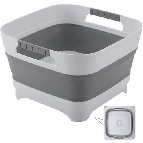 Washing Up Bowl - Dish Basin for Baby Bottles - Ortable,Space Saving Washtub | Kitchen Sink Bowl | Non-Slip Basket Multi-Purpose for Kitchen Bathroom Outdoor Beach