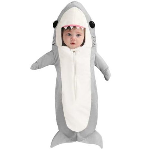 Halloweencostumes.com 0-3 Months Swimming Shark Bunting Costume For Infants., Black/white/gray