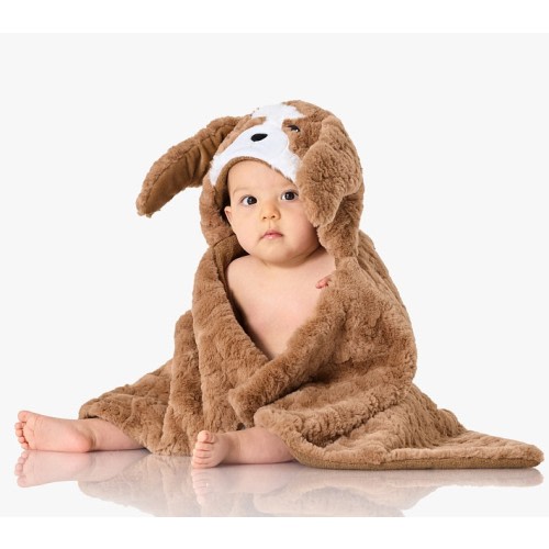 Jack Spaniel Faux Fur Baby Hooded Towel | Pottery Barn Kids