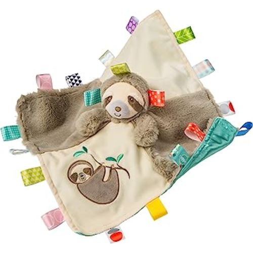 Taggies Soothing Sensory Stuffed Animal Security Blanket, Molasses Sloth, 13 x 13-Inches