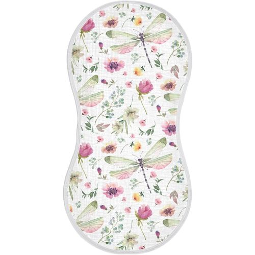 xigua Flowers Dragonflies Baby Burp Cloths for Newborn Boys and Girls 2 Pack, Soft & Absorbent Cotton Muslin Baby Burp Cloth, Baby Washcloths, Newborn Towel, Burp Rags