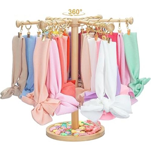 Headband Holder Bow Organizer for Baby Girls, 360 Rotating Baby Hair Bow Holder Organizer Storage, Headband Display Stand Hair Bow Rack for Toddler Nursery Decor…