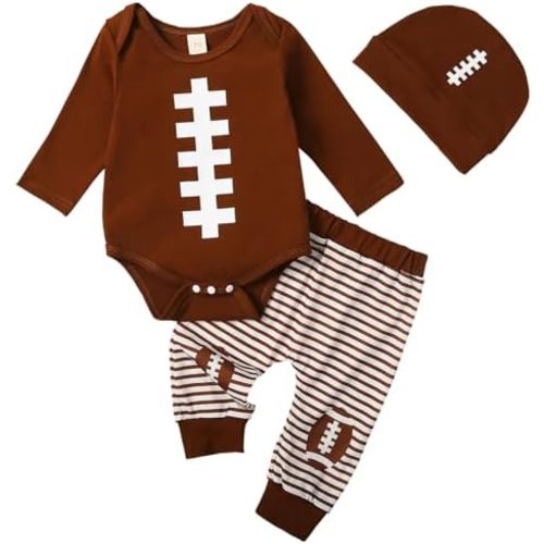 Mubineo Baby Boy Clothes Football Outfits Long Sleeve Romper Pant Set Infant Fall Winter Newborn Outfit