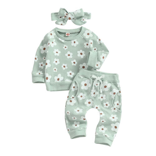 Flower Power Waffle Sweatsuit and Bow – The Ollie Bee