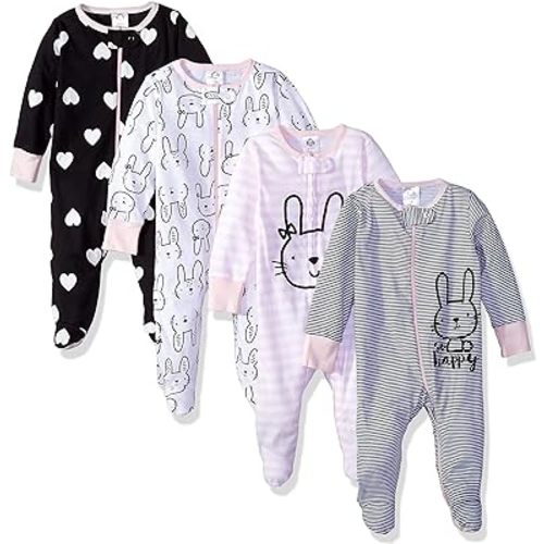 Gerber Baby Girls' 4 Pack Sleep 'N Play Footie