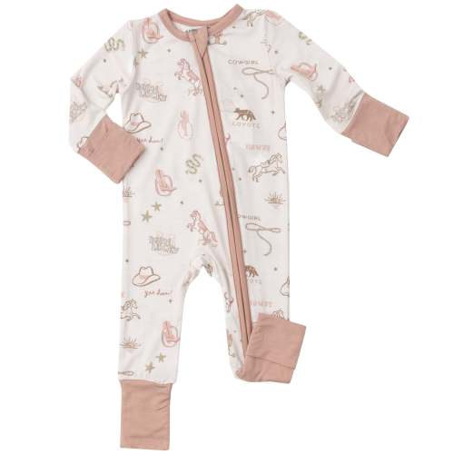 2-Way Zip Romper, Wild Wild West Pink