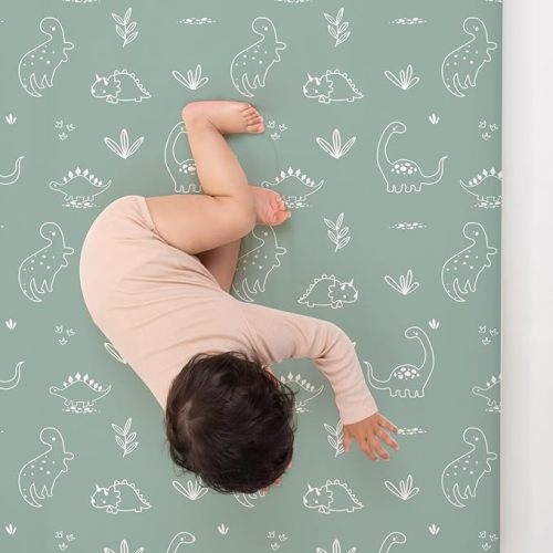 BROLEX Baby Fitted Crib Sheets: Kid Crib Sheets - Set of 2 for Toddler Standard Size Crib Mattress for Boys and Girls - Jersey Knit Crib Bed Sheets Cute Dinosaurs