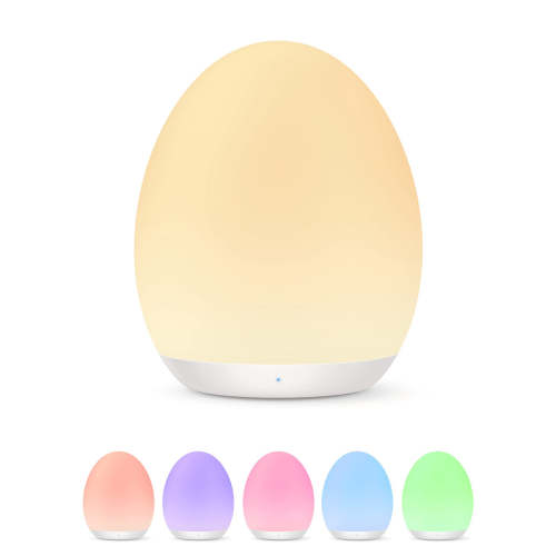 JolyWell Night Light for Kids, Baby Night Light with 7 Colors Changing Mode & Stepless Dimming, Nursery Night Light BPA Free,Rechargeable Egg Night Light for Breastfeeding 1h Timer & Touch Control