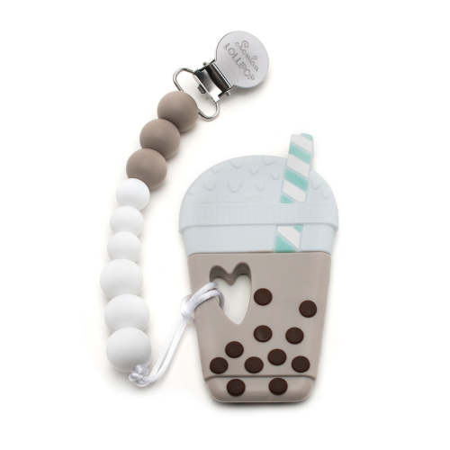 Pacifier Clip Teether Set - Milk Tea Bubble Tea