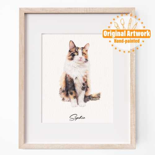 Mini Custom Watercolor Pet Portrait, Cat Portrait From Photo, Hand Painted Pet Portrait, Pet Painting, Original Art, Pet Memorial Gift
