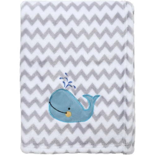 CREVENT Nursery Soft Fleece 30''X40'' Baby Blanket for Girls Boys, Crib Cot Stroller, Baby Shower Newborn Gift - Whale