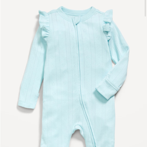 2-Way-Zip Sleep & Play Ruffle-Trim Footed One-Piece for Baby | Old Navy