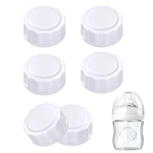 (6-PCs) Travel Bottle Caps Compatible with Avent Bottles-Baby Bottle Lid-Bottle Lids Replacement-Rewritable Sealing Discs for Avent Wide Mouth Bottles-Travel Caps