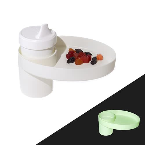 My Travel Tray Oval, USA Made. Extend Your Current Cup Holder to Hold Your Cup Plus A Tray for Snacks, Toys and Accessories. Use in a Car Seat, Booster, Stroller, Golf Cart, Outdoor Chair. Glow