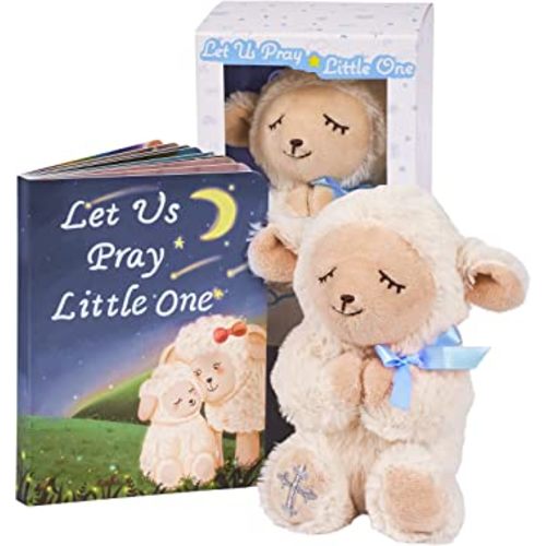 Baptism Gifts for Boys, Great Christening, Dedication and Baptism Gift Set for Boys and Newborn Baby, Includes 7" Praying Lamb Plush Toy and Let Us Pray Baby Book in Keepsake Gift Box