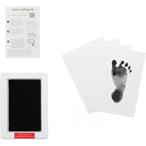 Green Pollywog Clean Touch Inkless Pad | Non-Toxic, Extra-Large | Baby Handprint and Footprint Kit | Safe Ink for Newborns | Paw Print Stamp for Dogs