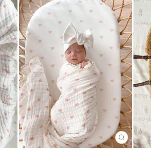 Gauze Lace Blanket | Pink Hearts – Little and Fern
