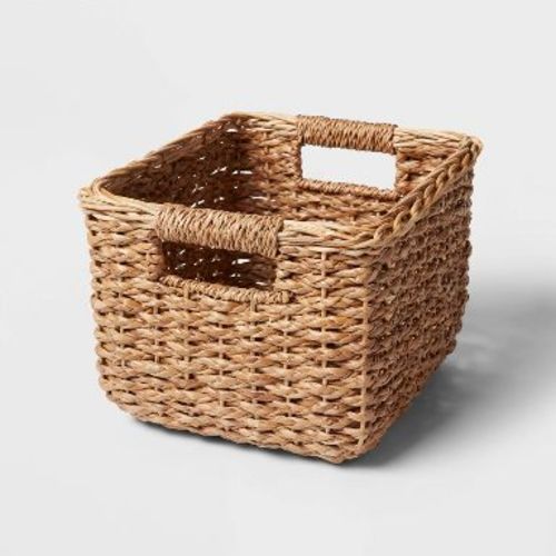 Small Braided Seagrass Crate - Brightroom™: Handwoven Storage Basket, Khaki, Fits 11" Cube System, Nest Certified