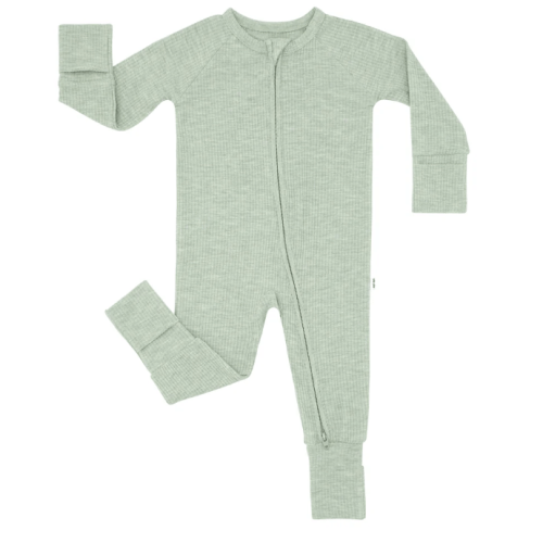 Heather Sage Ribbed Zippy - Little Sleepies (0-3 months)