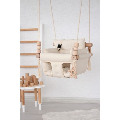 Baby Swing, Cotton Canvas Swing, Quilted Indoor Swing, Garden Swing, Gift For Baby, Swing, Swing with pillow, Handmade Swing